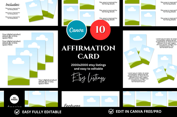 10 Affirmation Card Etsy Mockup: Showcase Your Digital Designs