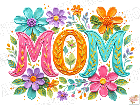 Brushstroke Mom Design: A Floral PNG for Creative Projects