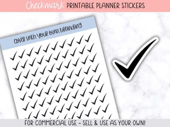 Checkmark Printable Planner Stickers: Efficient Design Assets