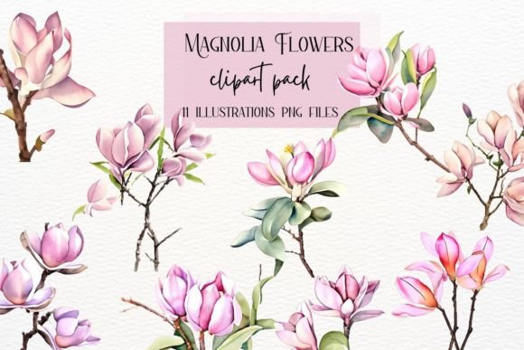 Elegant Watercolor Magnolia Flowers for Modern Design