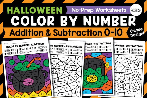 Halloween Color by Number Worksheets: Practical Math Practice