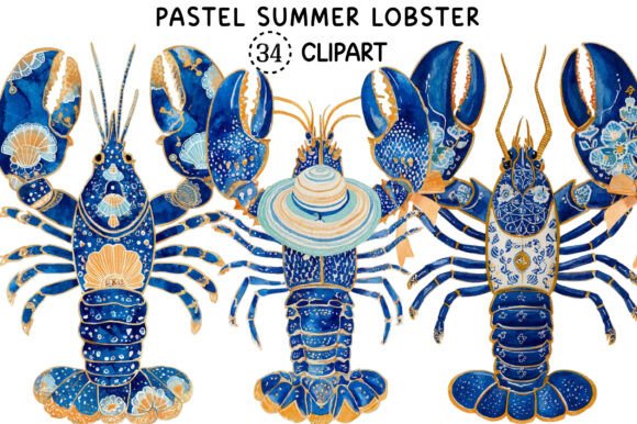 Pastel Summer Lobster Clipart: A Playful Design Asset for Creators
