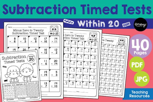 Subtraction Timed Tests | Within 20: A Designer's Resource for Educational Clarity