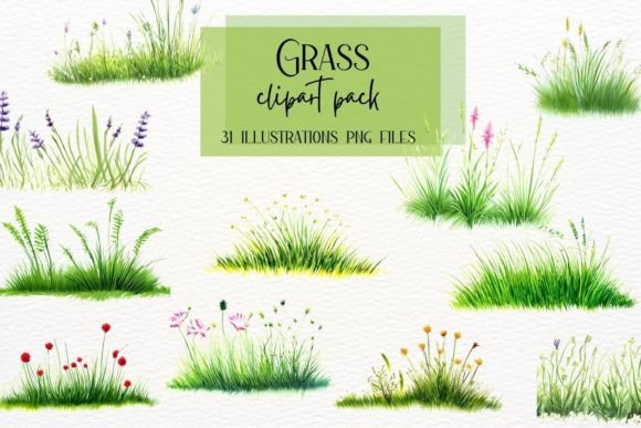 Watercolor Grass Clipart: Elevate Your Spring Designs