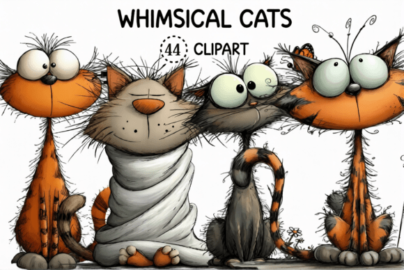 Whimsical Cats Clipart Bundle: Unleash Your Creative Feline Projects