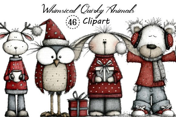 Whimsical Quirky Animals Clipart Bundle: Instant Charm for Your Projects